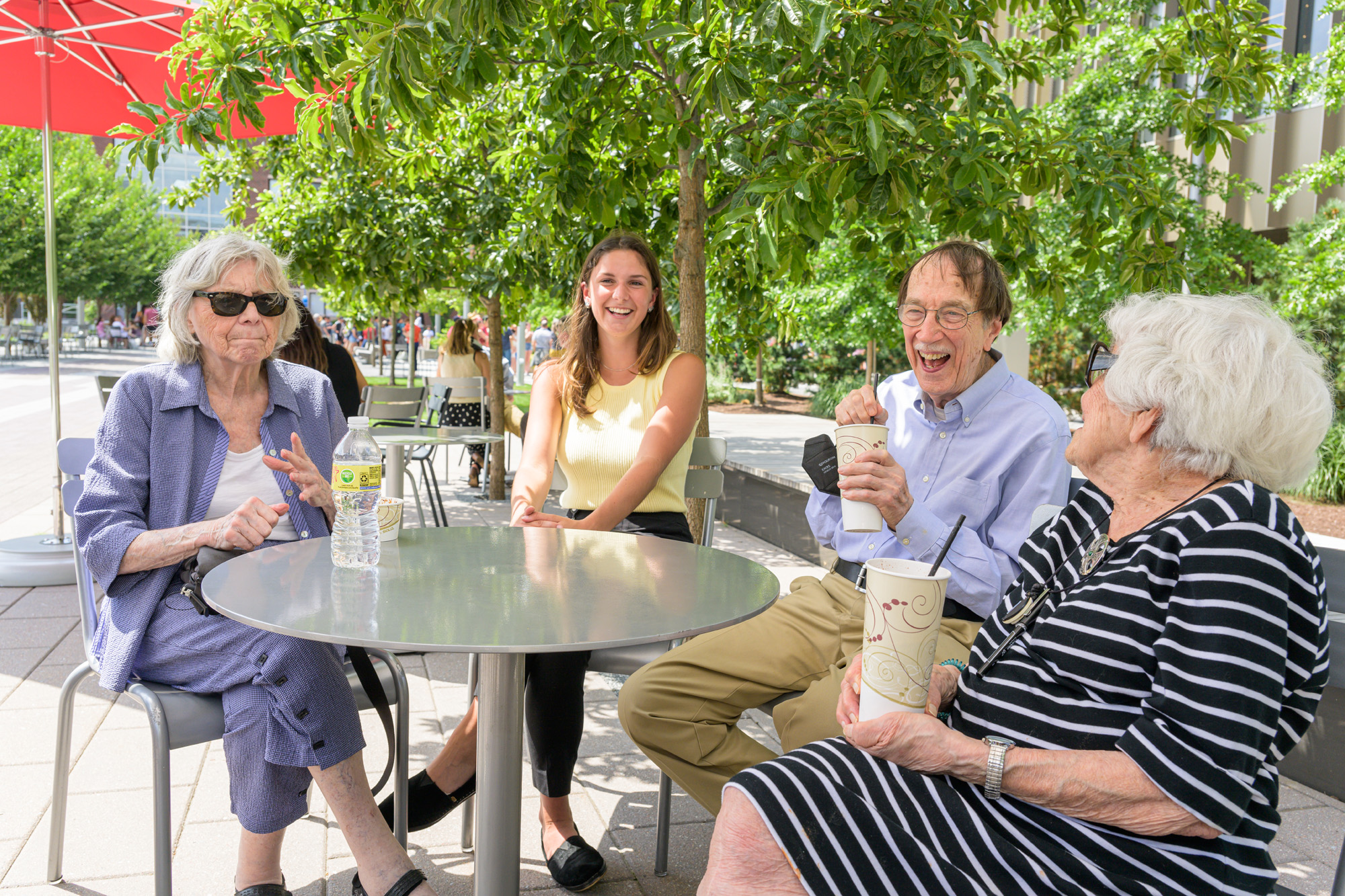 Older adults eating ice cream